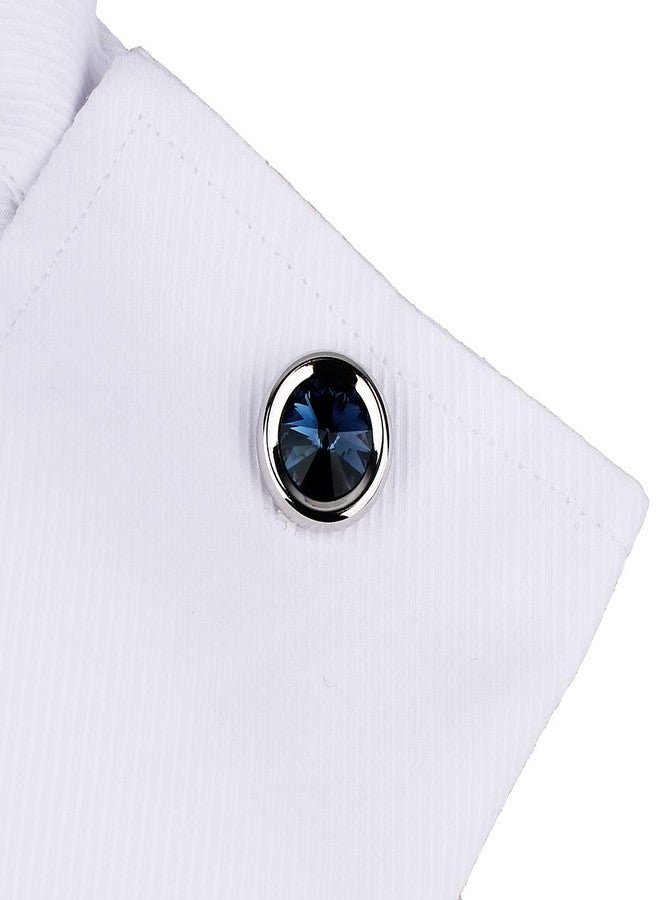 HAWSON Cufflinks for Men with Swarovski Crystal Cuff Links for Formal Business Wedding Shirts in Gift Box, Metal - Image 2