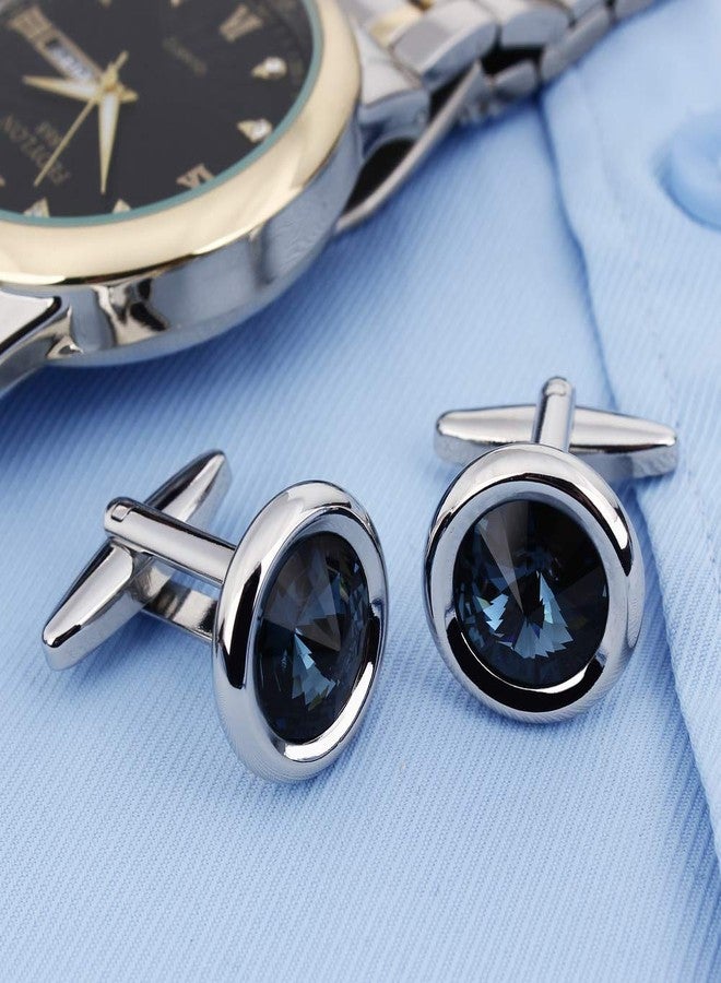 HAWSON Cufflinks for Men with Swarovski Crystal Cuff Links for Formal Business Wedding Shirts in Gift Box, Metal - Image 4