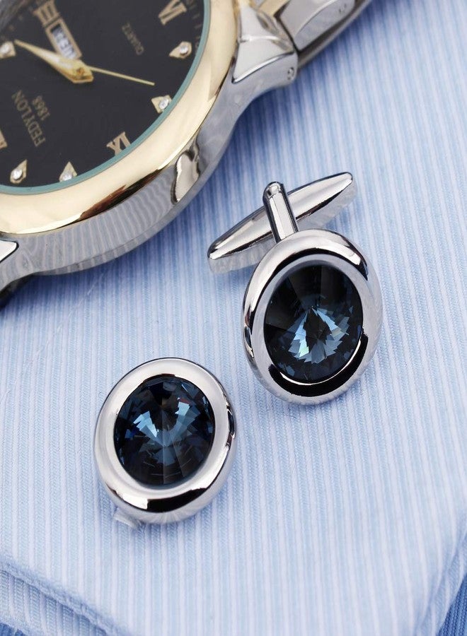 HAWSON Cufflinks for Men with Swarovski Crystal Cuff Links for Formal Business Wedding Shirts in Gift Box, Metal - Image 5