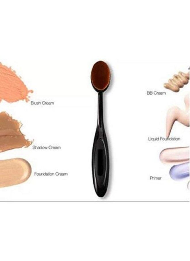 Tiny Deal - _Oval Makeup Brush Set Professional Oval Toothbrush Foundation Contour Concealer Eyeliner Blending Cosmetic Brushes Tool (Black 1 Pc) - Image 1