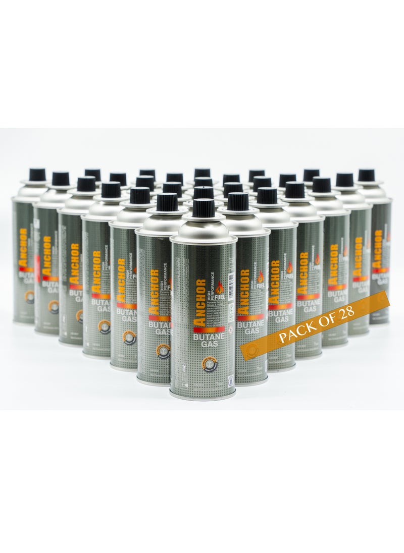 Generic Pack of 28 Butane Gas Cartridges, 227g/395ml - Long-Lasting Fuel for Camping & Cooking  - Image 1