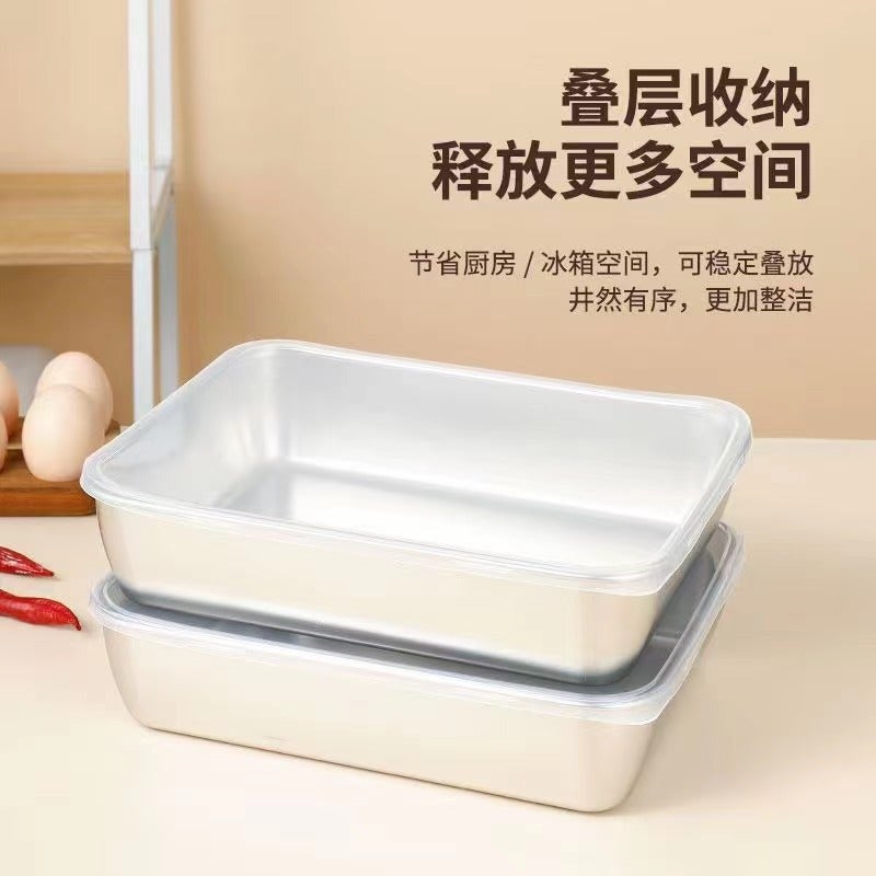 Stainless Steel Square Plate Commercial Household Towel Plate Cooking Plate Refrigerator Crisper Tiktok Same Flavor Box Delivery - Image 4