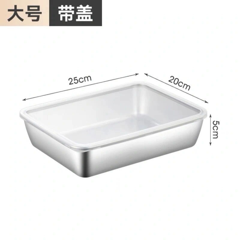 Stainless Steel Square Plate Commercial Household Towel Plate Cooking Plate Refrigerator Crisper Tiktok Same Flavor Box Delivery - Image 1