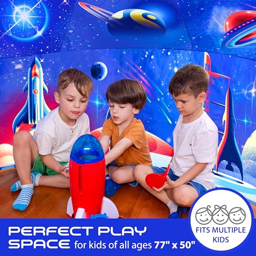 W&O Galactic Aerodome with LED Lights - Inflatable Space Fort for Kids Aged 3-12, Inflates in Seconds Creating an Immersive Galactic Experience (Fan Not Included) - Image 3