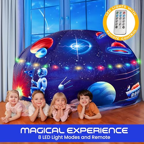 W&O Galactic Aerodome with LED Lights - Inflatable Space Fort for Kids Aged 3-12, Inflates in Seconds Creating an Immersive Galactic Experience (Fan Not Included) - Image 5