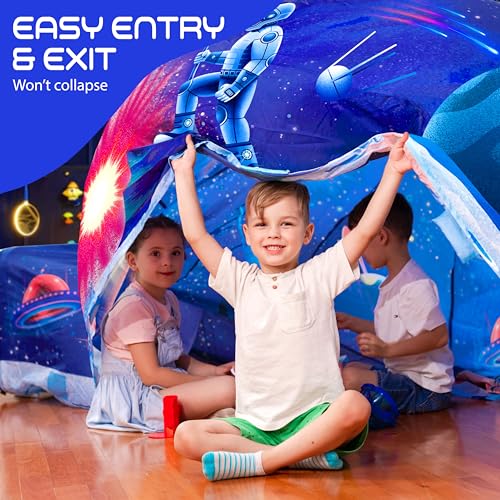 W&O Galactic Aerodome with LED Lights - Inflatable Space Fort for Kids Aged 3-12, Inflates in Seconds Creating an Immersive Galactic Experience (Fan Not Included) - Image 4