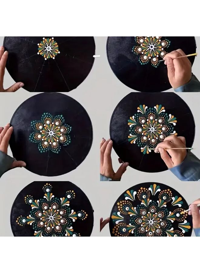 Black 10pcs Mandala Dotting Practice Paper Round 15cm For Wide Surfaces Floral Geometric Designs - Image 3