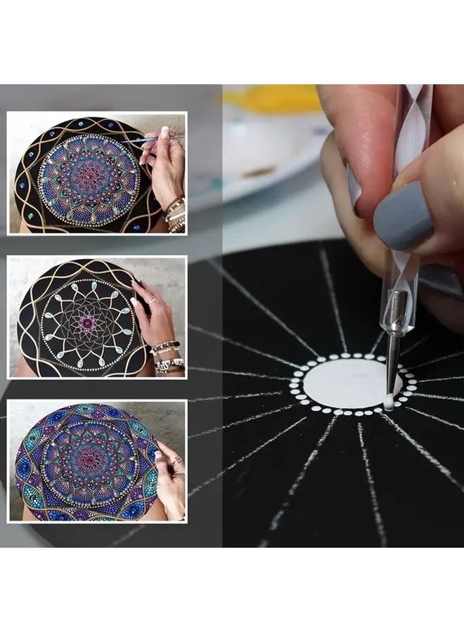 Black 10pcs Mandala Dotting Practice Paper Round 15cm For Wide Surfaces Floral Geometric Designs - Image 2