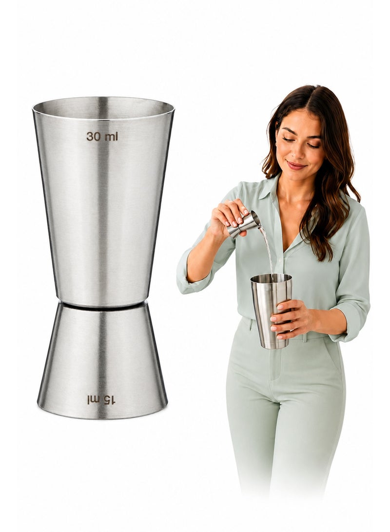 Stainless Steel Double-Sided Cocktail Jigger – Professional Bar Measuring Cup, Dual Shot Measure for Cocktails, Spirits, Whiskey, Vodka & Mixology (15/30 ML) - Image 1