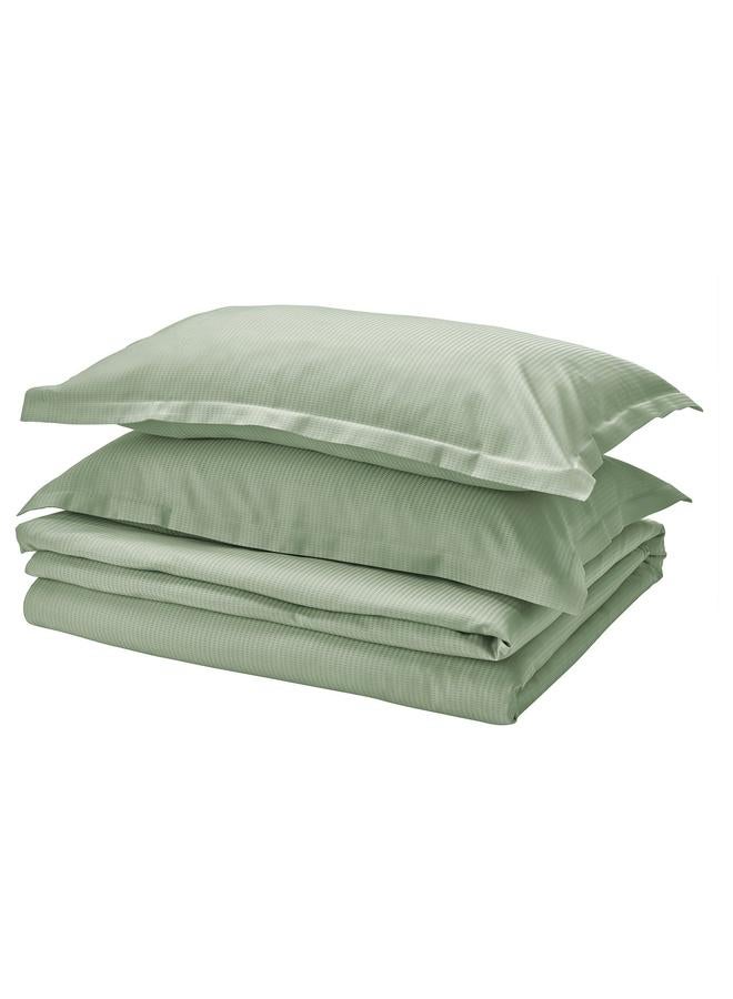 Zaboon Duvet Cover And 2 Pillowcases, Light Grey-Green, 240X220/50X80 Cm - Image 1