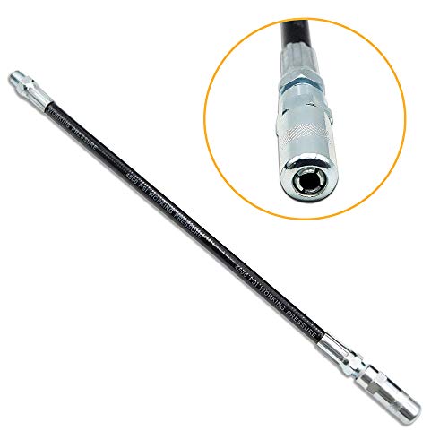 FIXSMITH-Grease-Gun-Hose,4500 PSI,12 Inch Flexible Whip Hose Extension with Coupler for Hand Operated Grease gun,1 PACK. - Image 2