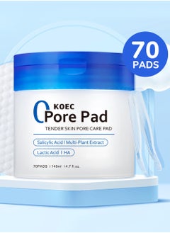 KOEC Zero Pore Pads，Dual-Textured Facial Toner Pads for Exfoliation and Pore Care with AHA Lactic Acid and BHA Salicylic Acid, Ideal for All Skin Types, 70 Pads  - Image 2