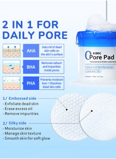 KOEC Zero Pore Pads，Dual-Textured Facial Toner Pads for Exfoliation and Pore Care with AHA Lactic Acid and BHA Salicylic Acid, Ideal for All Skin Types, 70 Pads  - Image 4