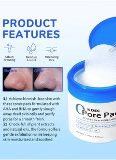 KOEC Zero Pore Pads，Dual-Textured Facial Toner Pads for Exfoliation and Pore Care with AHA Lactic Acid and BHA Salicylic Acid, Ideal for All Skin Types, 70 Pads  - Image 3