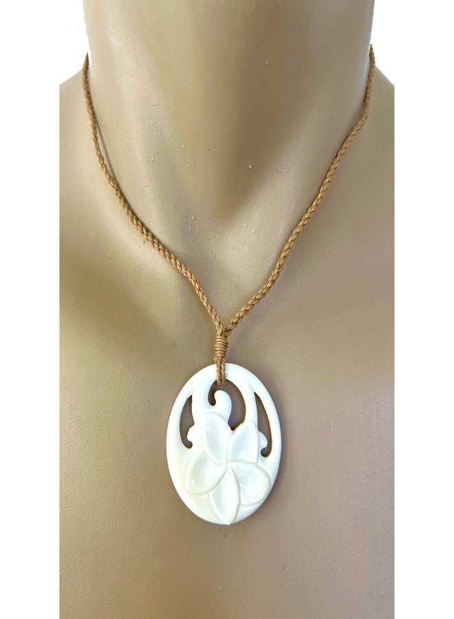 Zero Gravity Hawaii Hawaiian Jewelry Hand Carved Bone Plumeria Flower Pendant Choker Necklace - Image 3