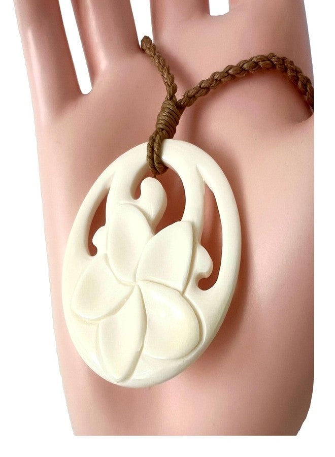 Zero Gravity Hawaii Hawaiian Jewelry Hand Carved Bone Plumeria Flower Pendant Choker Necklace - Image 4