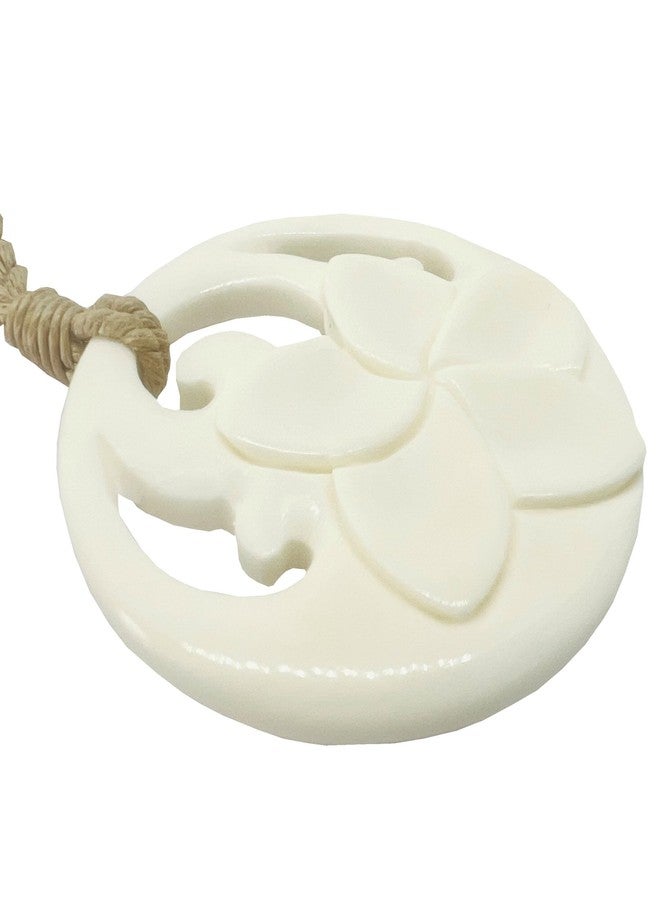 Zero Gravity Hawaii Hawaiian Jewelry Hand Carved Bone Plumeria Flower Pendant Choker Necklace - Image 2