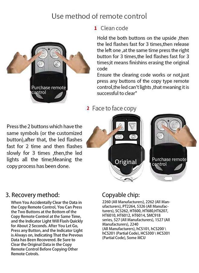 Generic - Wireless Remote Control Switch Extender Kit Universal Duplicator Copy Wireless Remote Control for Electric Garage Gate Door Control Opener Replacement 433MHZ For Garage Door Roller Gate - Image 1