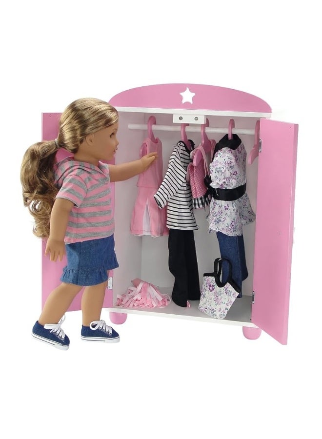 Emily Rose 18-Inch Doll - Value 5 Pack Pink Wooden Doll Clothes Hangers for Closets Armoires Wardrobes | Fits 16" to 18" Doll Clothing - Image 2