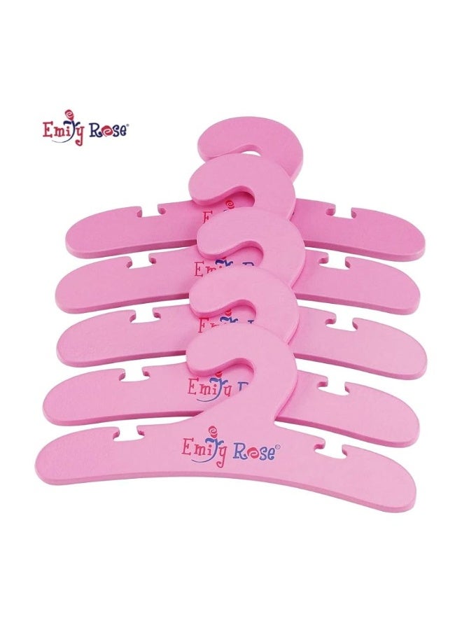 Emily Rose 18-Inch Doll - Value 5 Pack Pink Wooden Doll Clothes Hangers for Closets Armoires Wardrobes | Fits 16" to 18" Doll Clothing - Image 3