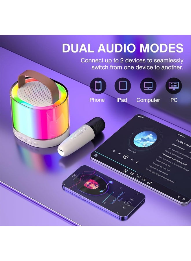 جهاز صغير للكاريوكي للأطفال، ومكبر صوت محمول بتقنية البلوتوث 5.3، وميكروفون ضوئي ولاسلكي، وهدايا الكاريوكي للفتيات والأولاد والبالغين، وأعياد الميلاد، وعيد الميلاد، والتجمعات الأسرية داخل المنازل وفي الهواء الطلق - Image 2