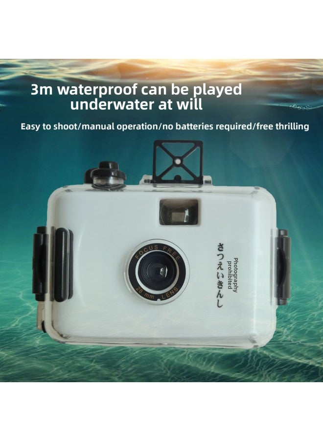 Generic Waterproof Shell Single And Double Buckle Small Black View Frame Fool Mini Retro Film Camera Birthday Creative Ins Gift-Color:Blue Single Lock  - Image 2
