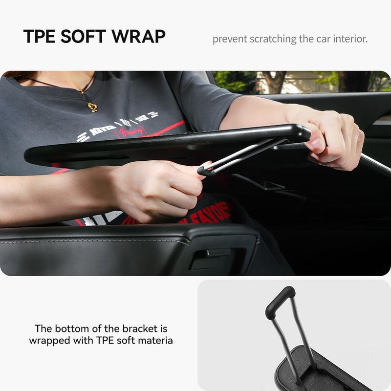 YONZEE Foldable Desk Food Tray (Carbon Edition) for Tesla Model Y Model 3 S X Y Juniper- Upgraded Table with Support Leg for Dining, in-Car Work, Travel and Outdoor (1 Pack) - Image 4