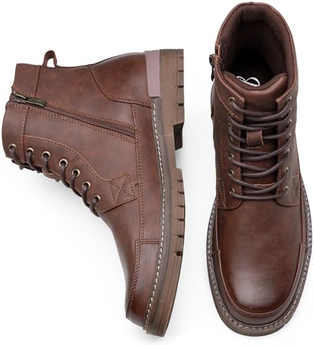 Jousen Mens Boots Casual Motorcycle Boot for Men Chukka Zipper Combat Dress Botas Para Hombre Fashion (AMY8117 brown 08) - Image 4