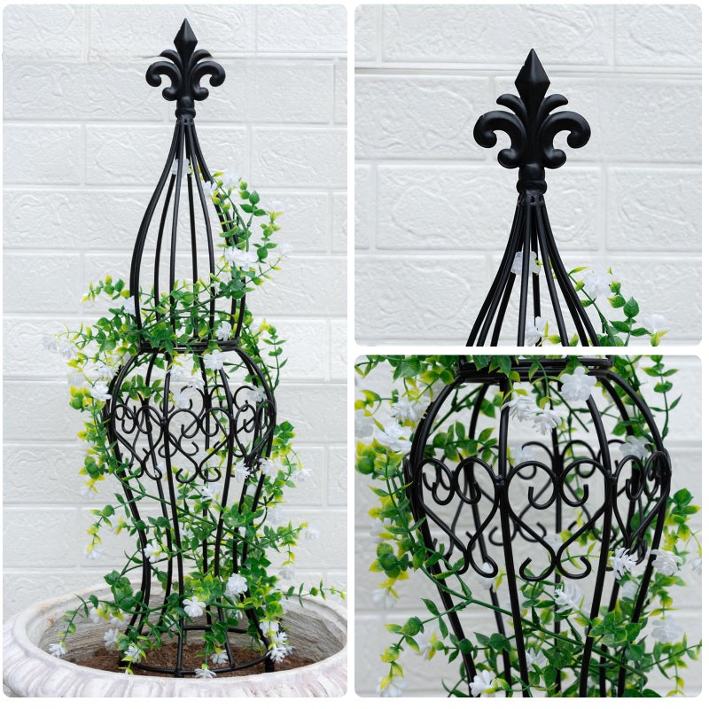 GOOOXIM Obelisk Metal Garden Trellis for Climbing Plants - 29.5 in by 6.3 in Durable Iron Structure, Easy Assembly, Perfect for Potted Vines & Roses - Modern Vertical Gardening Support - Image 3