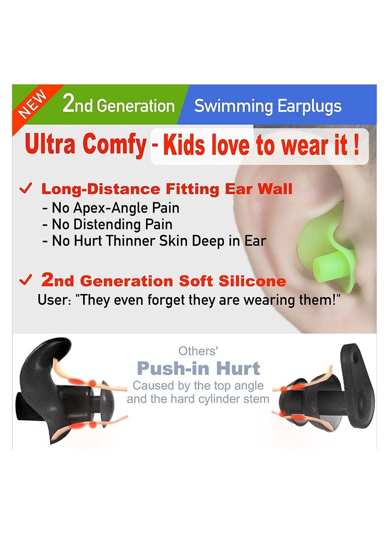 SYOSI Swimming Ear Plugs, Ultra Comfy Silicon Swim Ear Plugs, Child Reusable Great Double Waterproof Earplugs for Water Sports Swimming Showering Surfing, 3 Pairs ( Green, Orange, Blue )  - Image 5