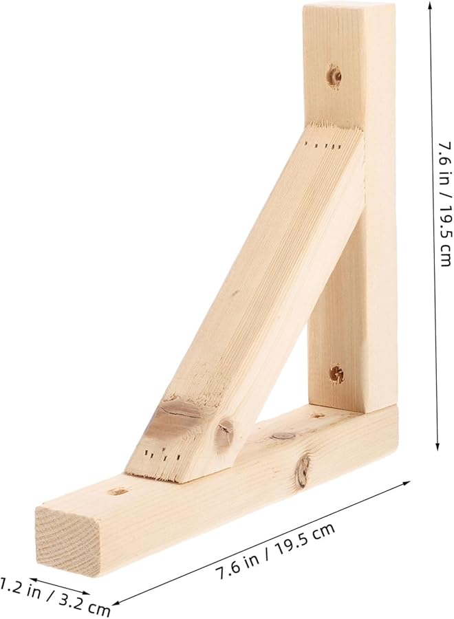 Tehaux Solid Wood Triangle Shelf Bracket Wall Mounted Corner Support For Floating Shelves - Image 3