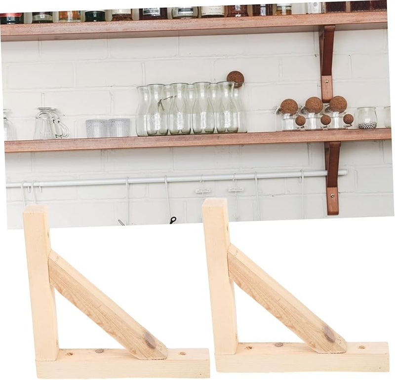 Tehaux Solid Wood Triangle Shelf Bracket Wall Mounted Corner Support For Floating Shelves - Image 5