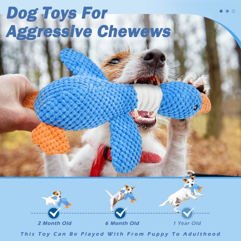 Vitscan Upgraded Goose Indestructible Dog Toys for Aggressive Chewers Small Medium Large Breed, Crinkle Squeaky Plush Dog Puppy Chew Toys for Teething, Duck Puppy Toys - Image 3