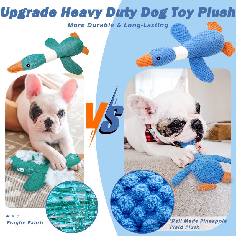 Vitscan Upgraded Goose Indestructible Dog Toys for Aggressive Chewers Small Medium Large Breed, Crinkle Squeaky Plush Dog Puppy Chew Toys for Teething, Duck Puppy Toys - Image 2
