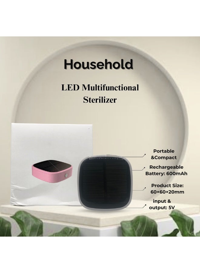 LED Multifunctional Sterilizer with Solar & USB Rechargeable Power | UVC LED Sterilization light Kills bacteria and viruses in Toilet & Other Places | Portable Compact Multi-Function Disinfection Case for Purifying Different Items & Areas | 600mAh Battery - Image 1