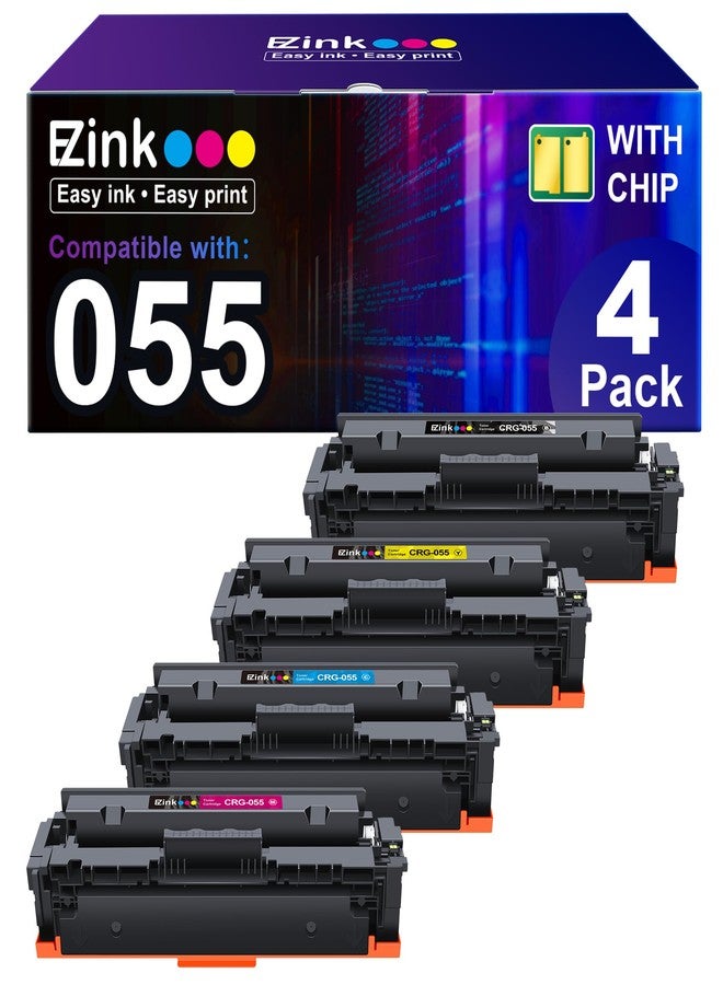 E-Z Ink Compatible Toner Cartridge Replacement for Canon 055 055H Replacement for Canon 055 Toner Cartridge Set to Use with Canon Color ImageCLASS MF743Cdw MF741Cdw MF746Cdw MF743 Printer (4 Pack) - Image 1