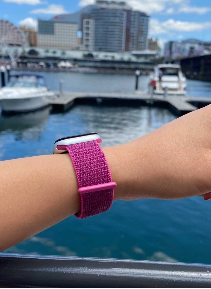 CATANES Nylon Woven Sport Strap for Apple Watch Trail Band 49mm 45mm 44mm iWatch Series Ultra/8/7/SE/6/5/4/3/2/1 Dragonfruit - Image 4