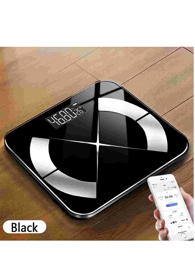 Scales Body Weight - Weighing Scale Smart Digital with LED Display - Fat Measurement  BMI Analysis - Wireless App Connection for Smartphone - Small Weight Machine for Home Use (Black) - Image 1