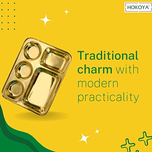 HOKOYA Brass Rectangular Tray Set Of 3 For Lunch Or Dinner - Image 5
