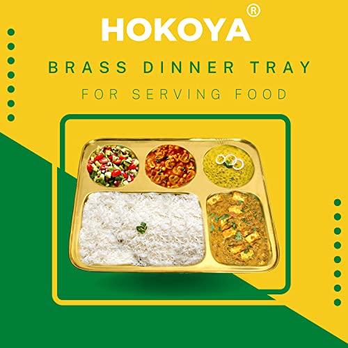 HOKOYA Brass Rectangular Tray Set Of 3 For Lunch Or Dinner - Image 2
