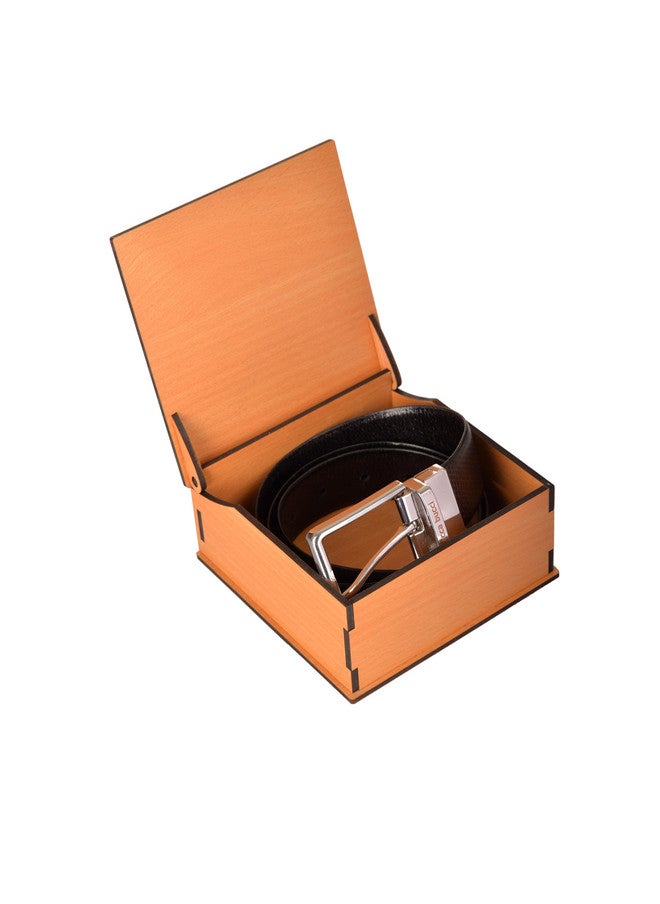 Bacca Bucci Men's Black & Brown Textured Reversible Leather Belt - Image 2