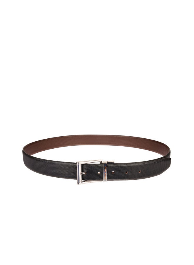 Bacca Bucci Men's Black & Brown Textured Reversible Leather Belt - Image 4