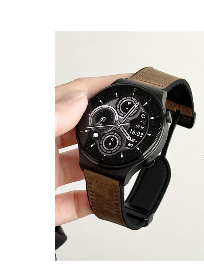 Applicable to Huawei watch4pro gt3 gt2 watch silicone leather folding magnetic buckle watch strap 20mm dark brown - pzsku/ZEBC6D92CF67258DE5194Z/45/_/1731470590/fc513dda-1f18-40c2-8a9f-c773ab262cad