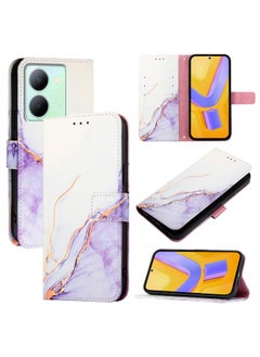 For vivo Y78+ / Y78 5G Global / V29 Lite PT003 Marble Pattern Flip Leather Phone Case(White Purple)