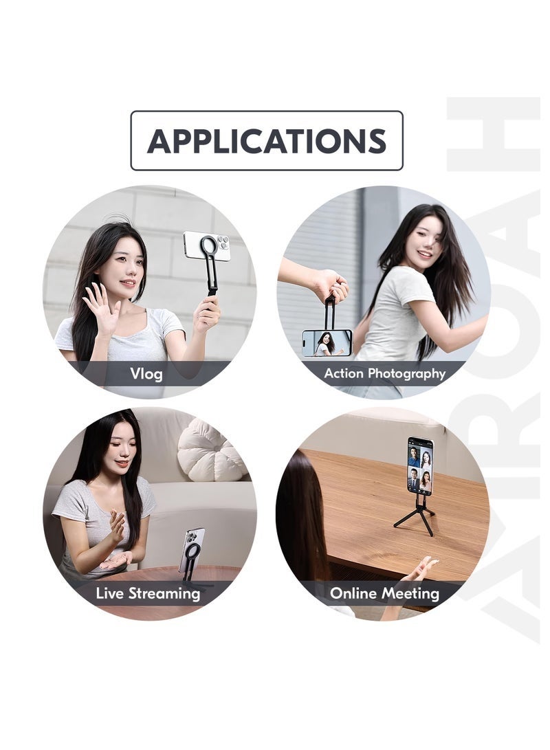 حامل ثلاثي القوائم مغناطيسي صغير من الفولاذ مع حلقتين مغناطيسيتين للهواتف المحمولة والأجهزة اللوحية، حامل ثلاثي القوائم Magsafe للهواتف الذكية iPhone 16 15 14 13 12 Pro Max Plus Series - Image 2