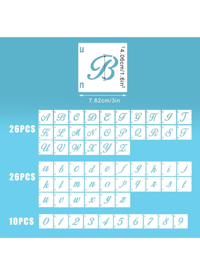 AIEX AIEX 62 Pcs Calligraphy Letter Stencils, 1.6 Inch Farmhouse Style Letter Number Template Interlocking Alphabet Stencils for Art Projects Decoration Painting DIY Craft  - Image 2