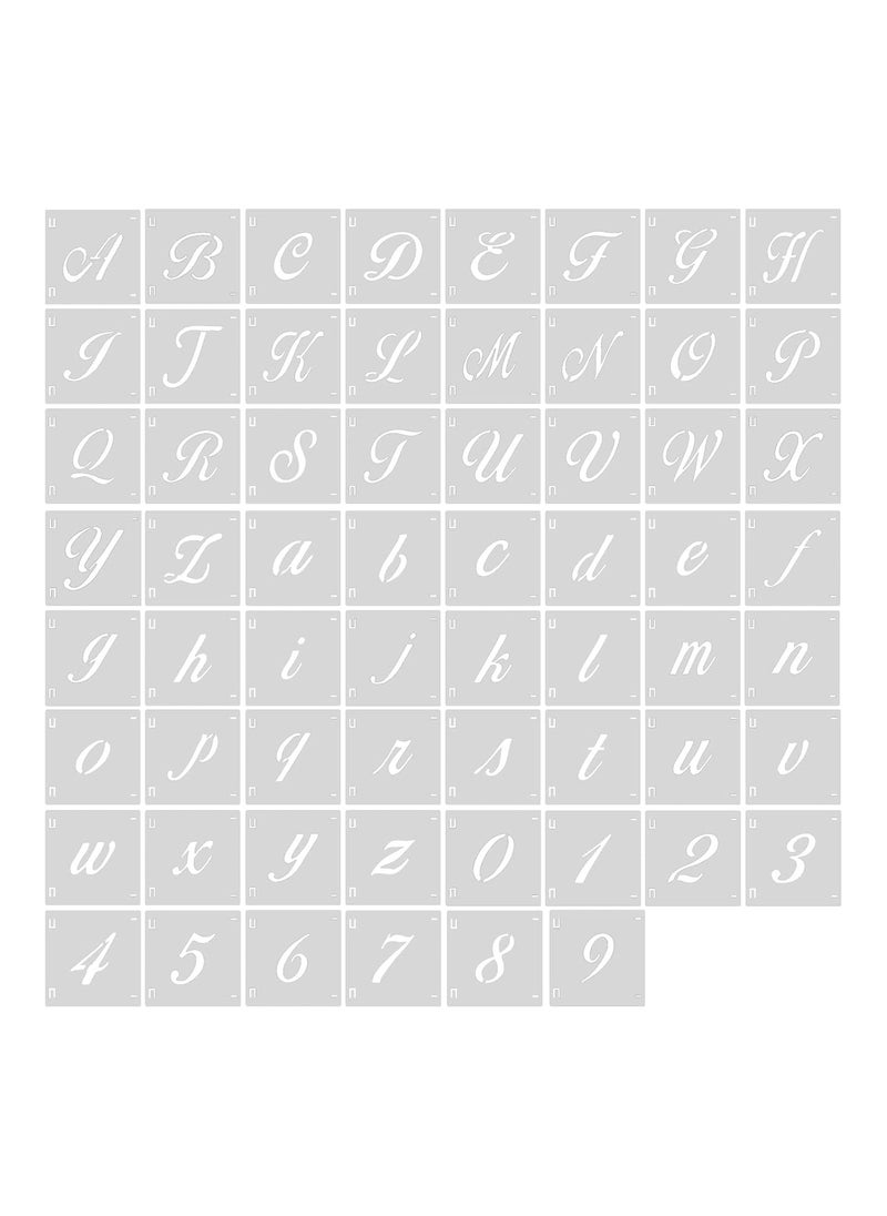 AIEX AIEX 62 Pcs Calligraphy Letter Stencils, 1.6 Inch Farmhouse Style Letter Number Template Interlocking Alphabet Stencils for Art Projects Decoration Painting DIY Craft  - Image 1