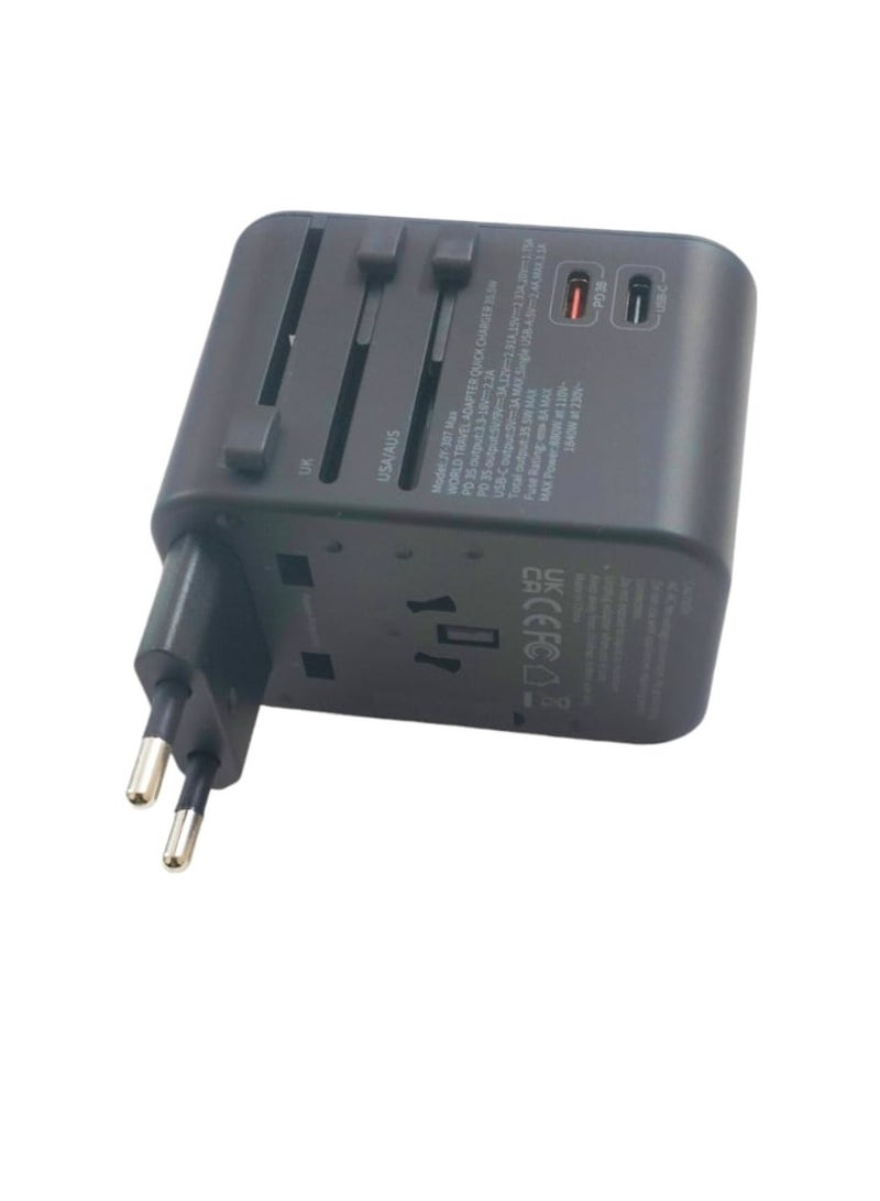 KINDO Universal Travel Adapter, International Charger with 3 USB Ports & Type-C PD Charging Adaptor for Cellphones,Laptop, All in One Travel Plug Adapter - Image 4