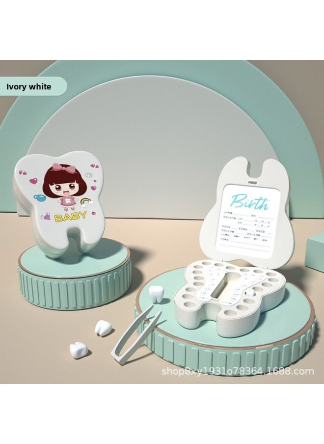 Generic Baby Teeth Storage Box Collection Commemorative Box Girl's Teeth Dropped And Teeth Replacement Children's Collection Box Boy's Teeth Small Box-Color:White Girl-Specifications:Standard  - Image 1