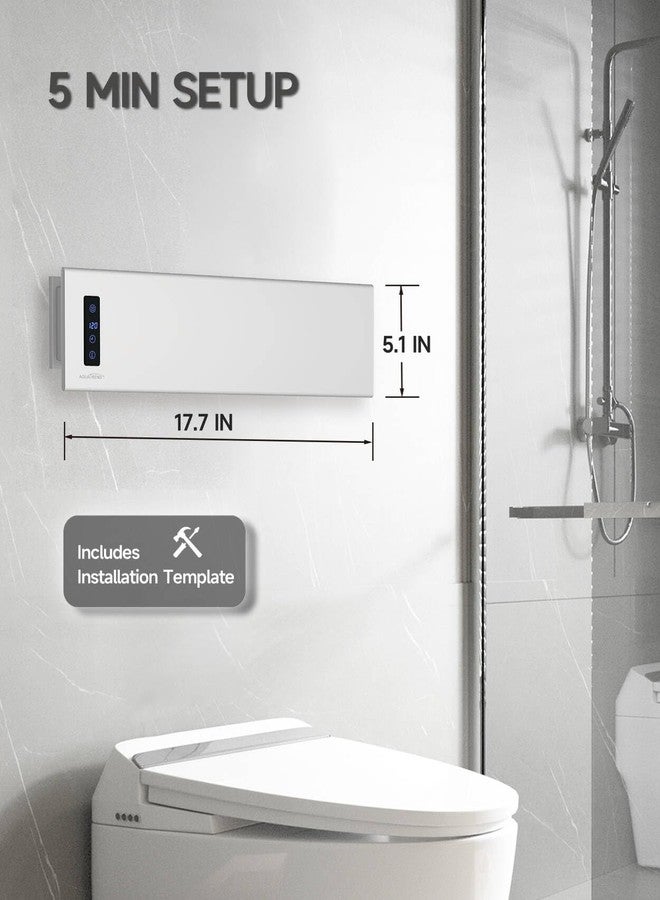 Aquatrend Hot Towel Warmer, Small Towel Warmer Rack Wall-Mounted, LED Control with Built-in Timer & Temperature, 17.7" x 5.1", Max 140°F, Plug-in and Hardwired, Fast Heating, Brushed Silver - Image 5